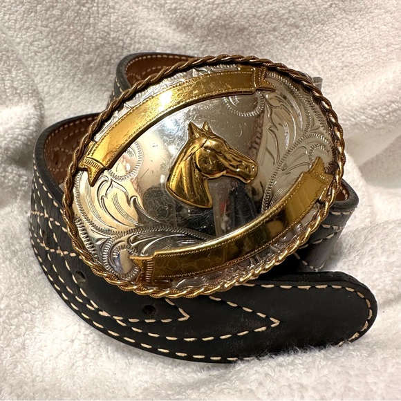 Western Belt with Horse Buckle 32” - Picture 3 of 11